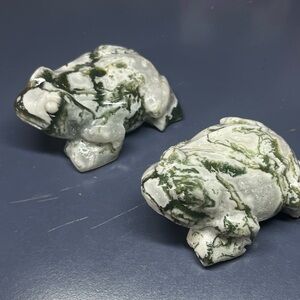 Moss Agate Crystal Frogs